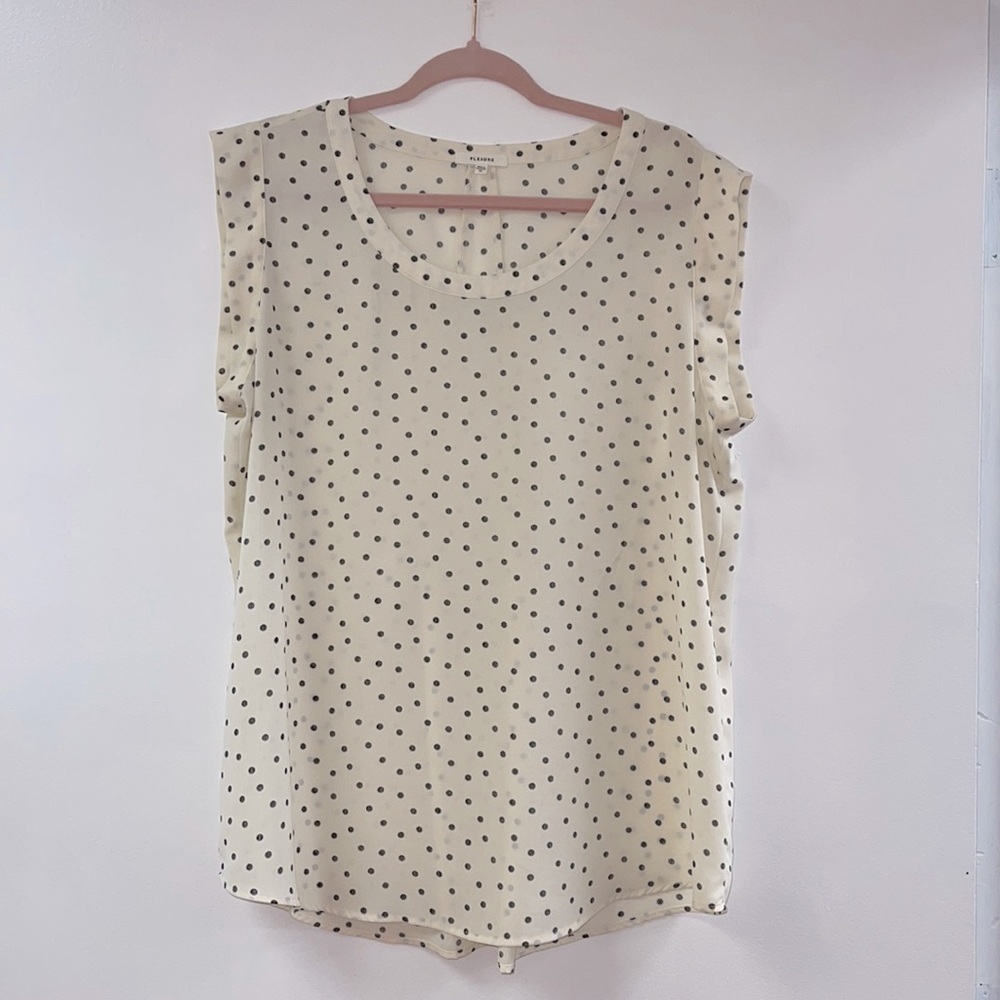 Pleione ivory cream polka dot sleeves top XL